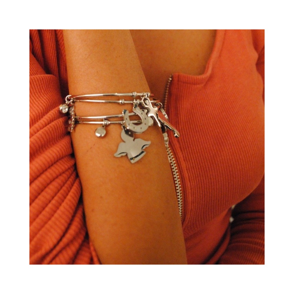 Bracciale donna in acciaio rigido con pendente ballerina