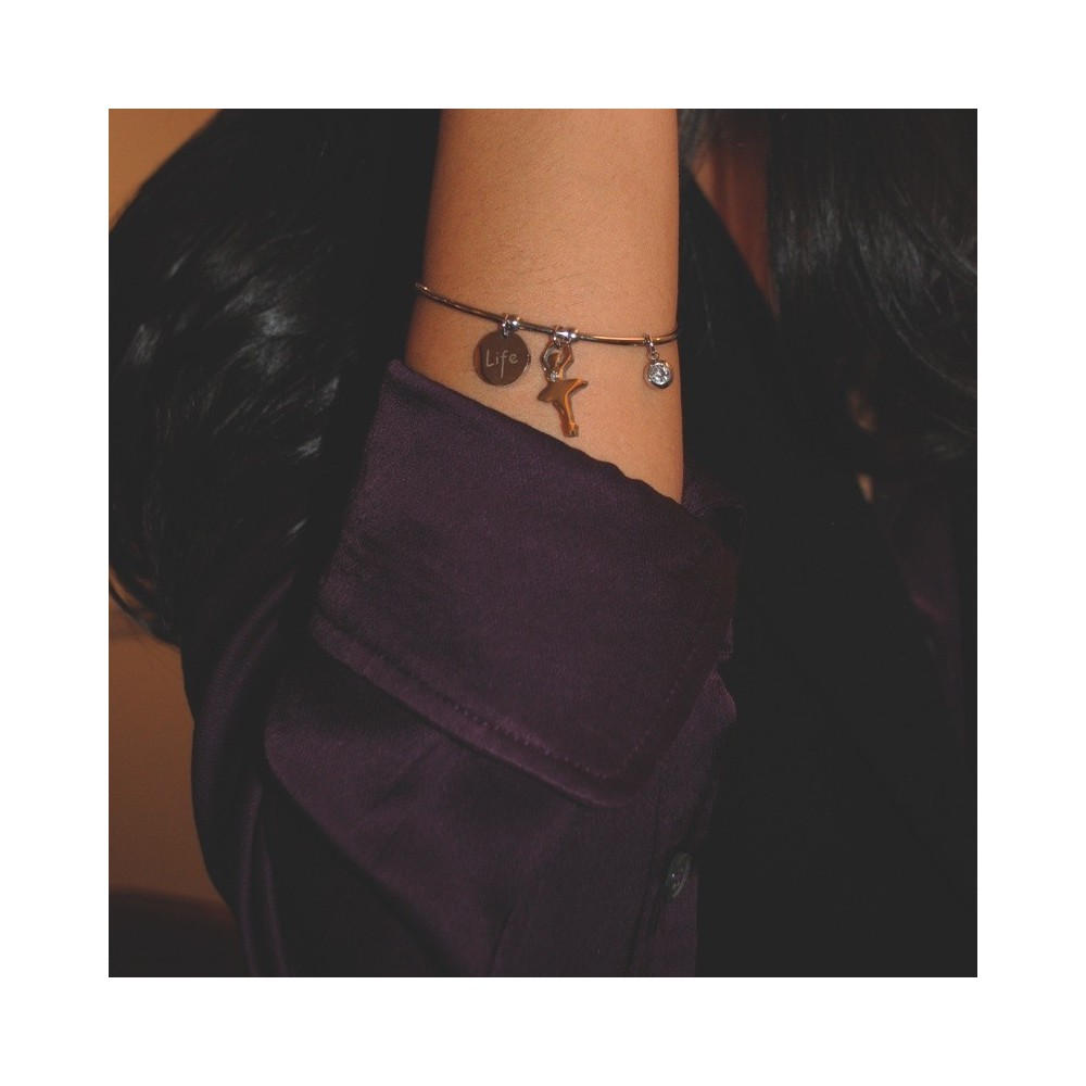 Bracciale donna in acciaio rigido con pendente ballerina