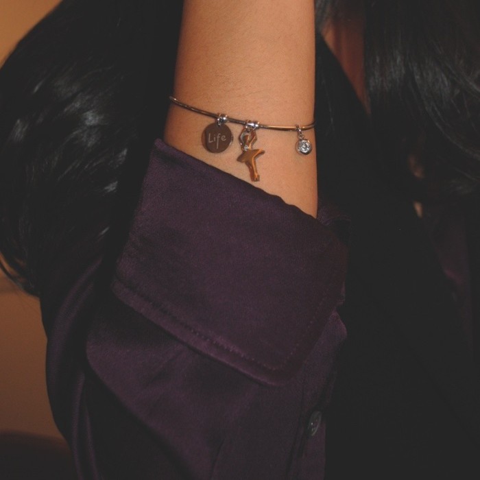 Bracciale donna in acciaio rigido con pendente ballerina