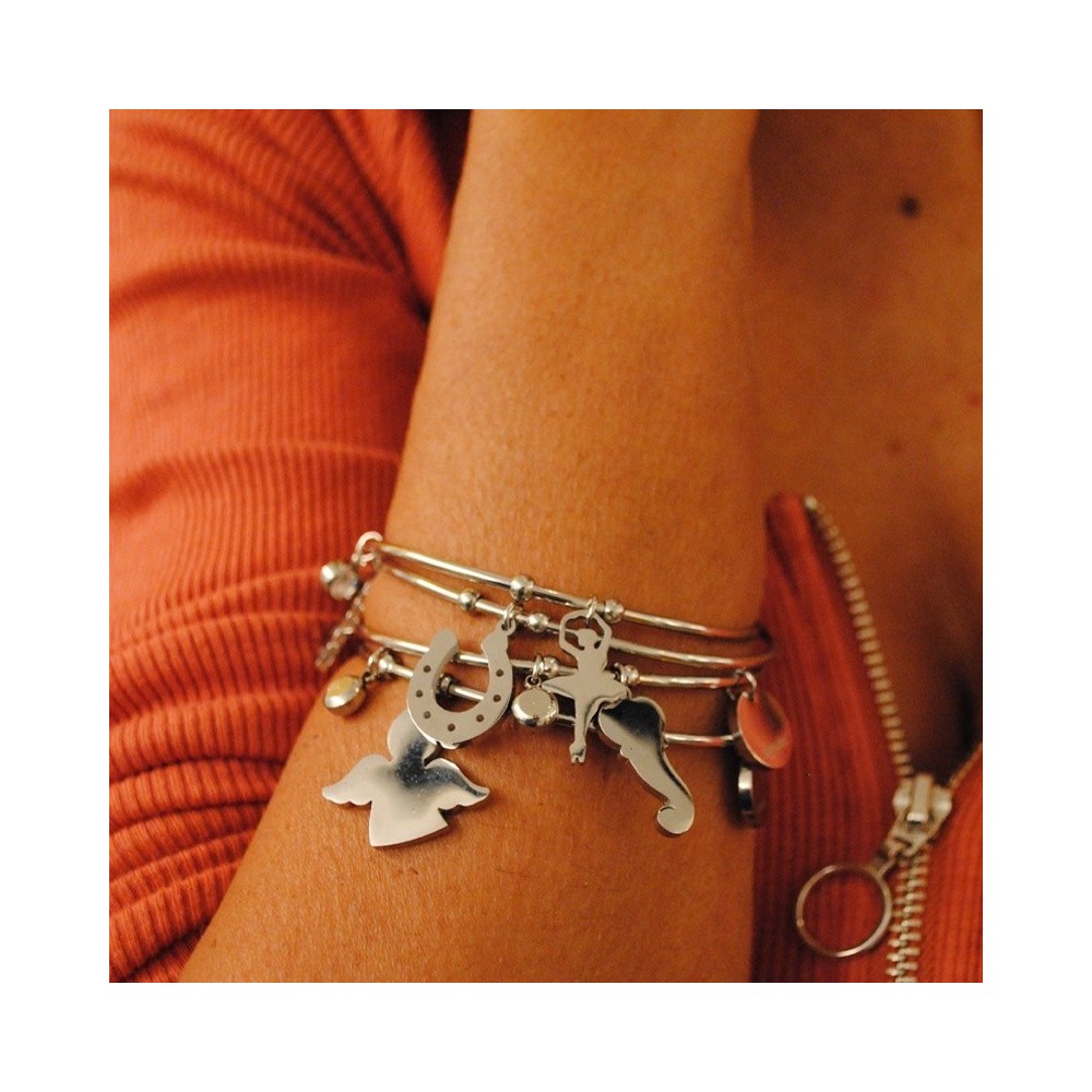 Bracciale donna in acciaio rigido con pendente angioletto