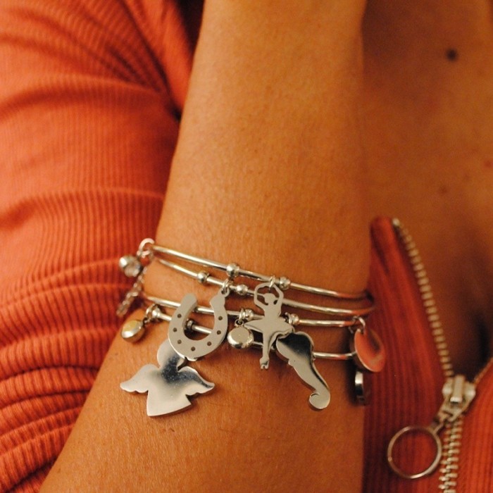 Bracciale donna in acciaio rigido con pendente angioletto