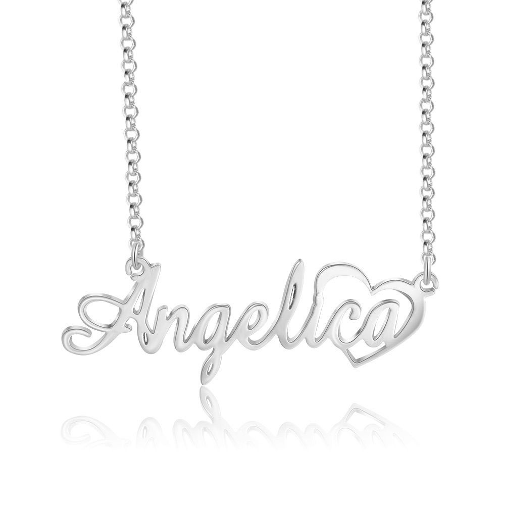 Collana con nome personalizzabile in argento 925% con cuore