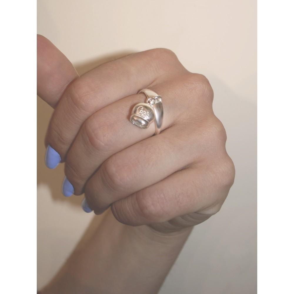 Anello con campanella in argento bianco | Doni Preziosi