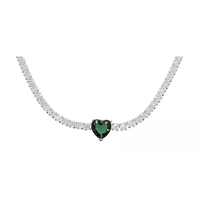 Collana tennis con cuore centrale pavè Luisella
