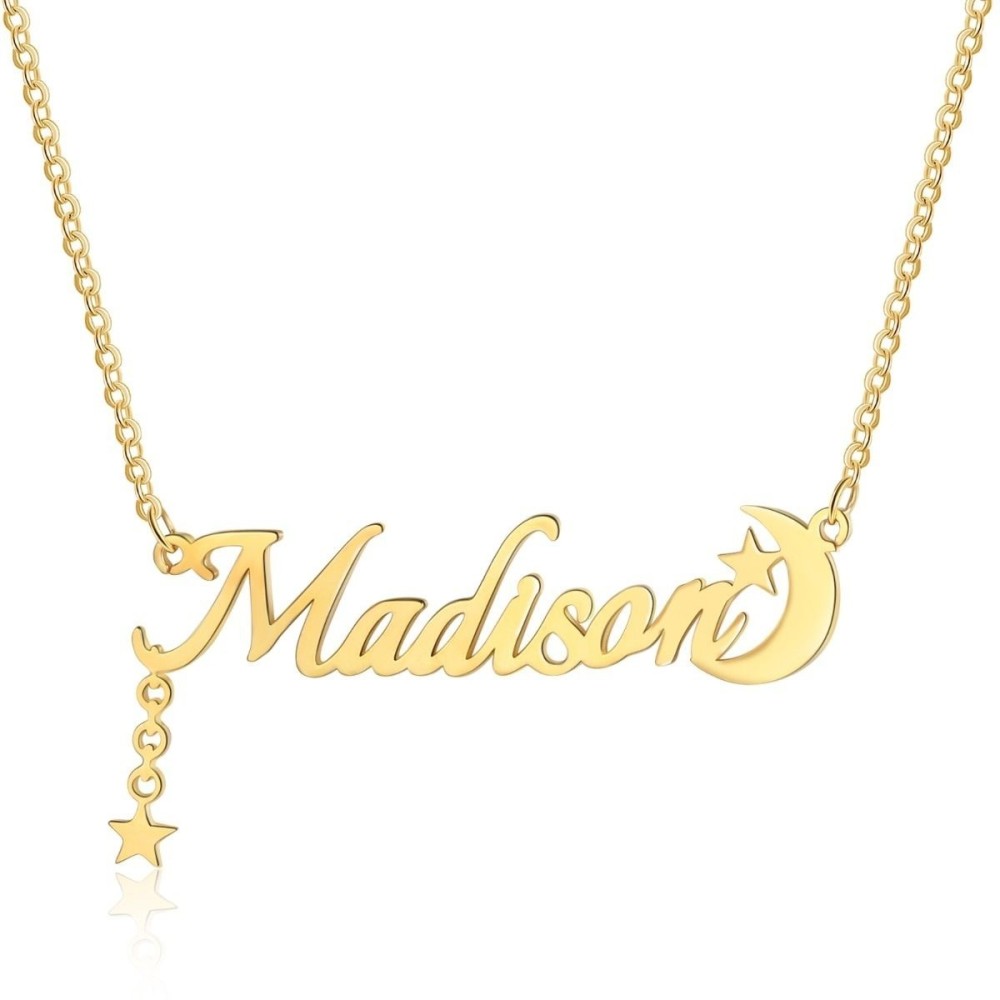 Collana con nome personalizzato in argento 925% luna e stelle
