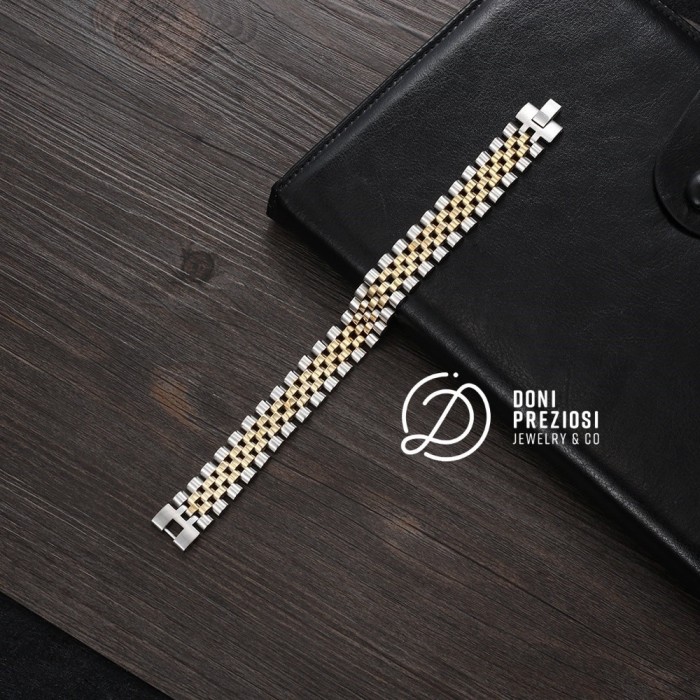 Bracciale Uomo in acciaio bicolore maglia jubilee doppio