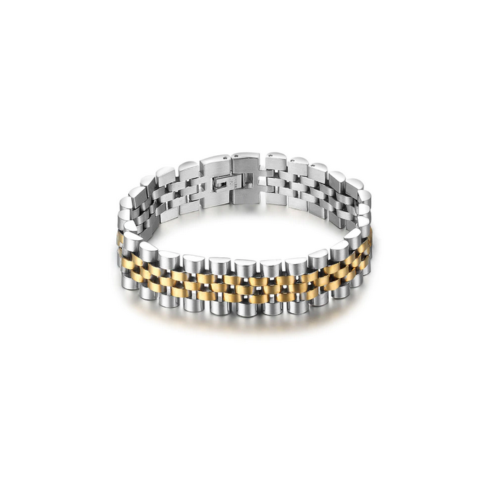 Bracciale Uomo in acciaio bicolore maglia jubilee doppio
