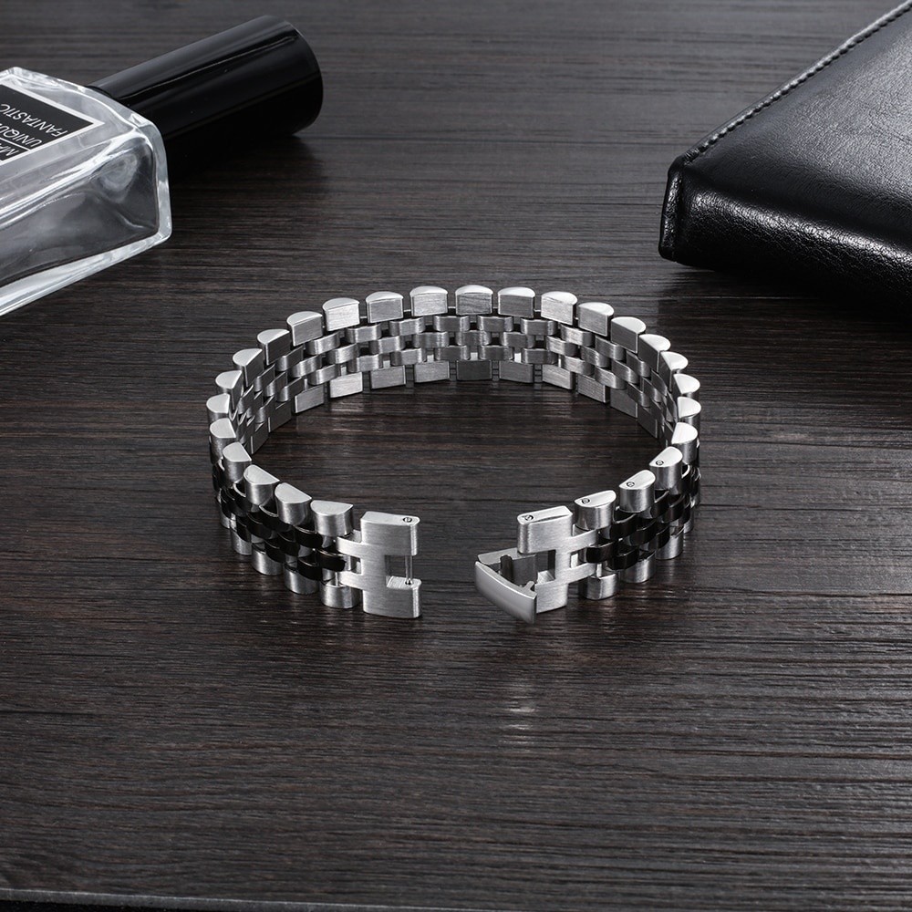 Bracciale Uomo in acciaio bicolore maglia jubilee doppio