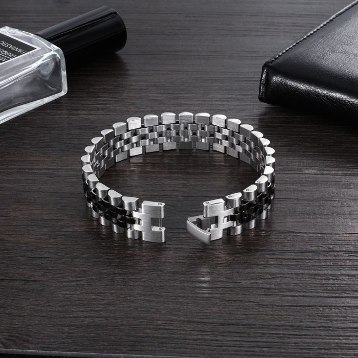 Bracciale Uomo in acciaio bicolore maglia jubilee doppio