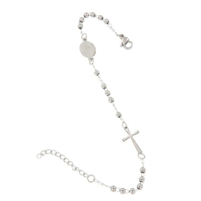 Bracciale acciaio rosario resistente donna /uomo unisex