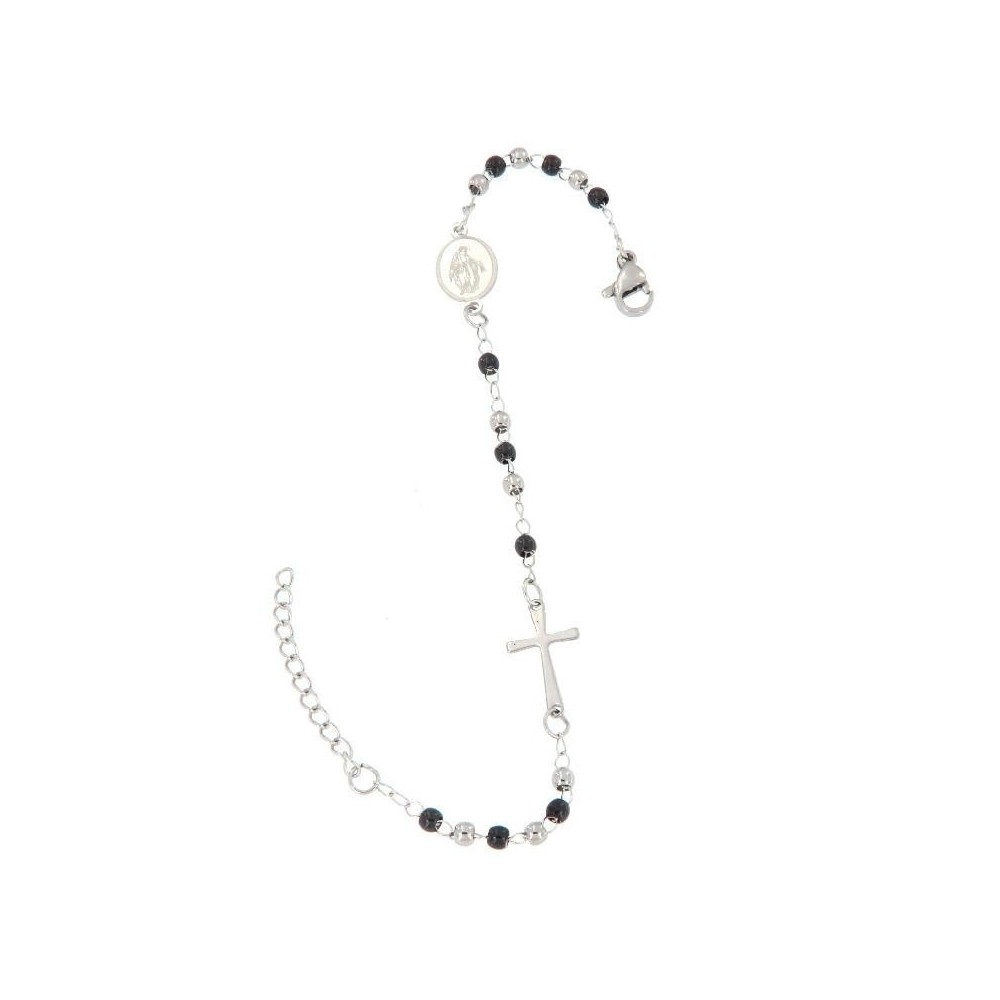 Bracciale acciaio rosario resistente donna /uomo unisex bicolore