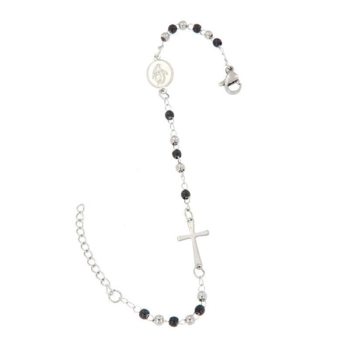 Bracciale acciaio rosario resistente donna /uomo unisex bicolore