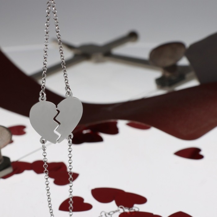 Bracciali coppia cuori spezzati San valentino personalizzabile argento