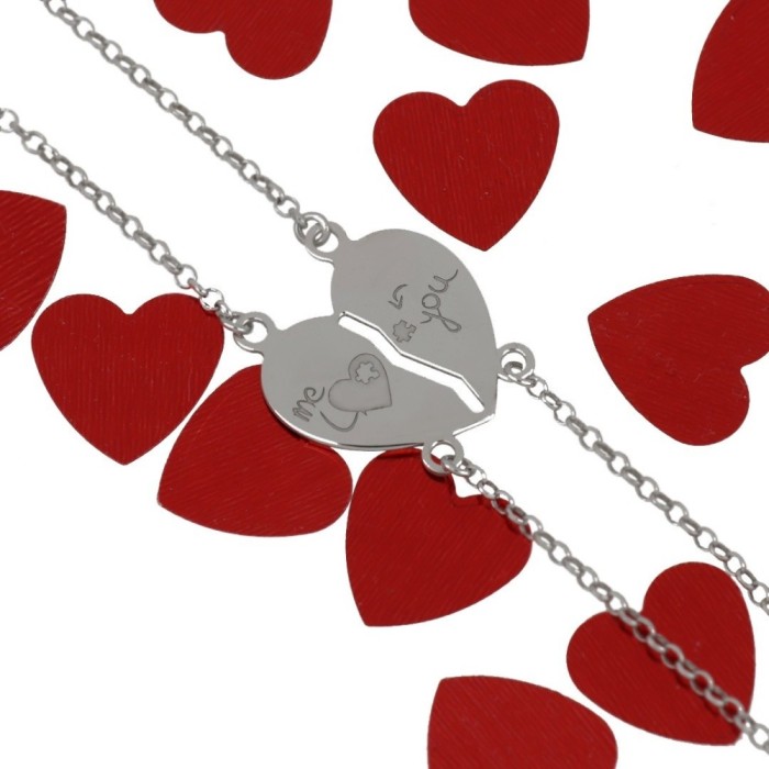 Coppia bracciali cuore spezzato in argento 925% Me/you San Valentino