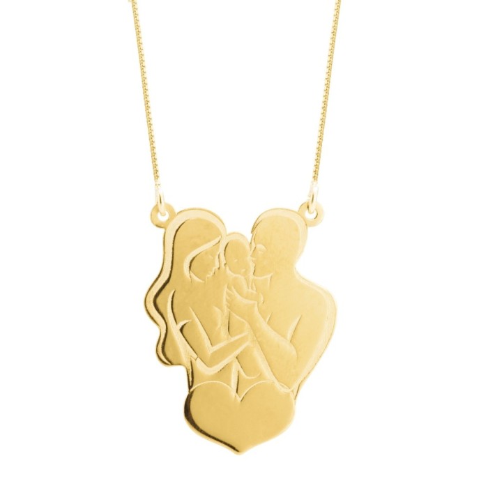 Collana Family con cuore personalizzabile in argento 925% placcato oro