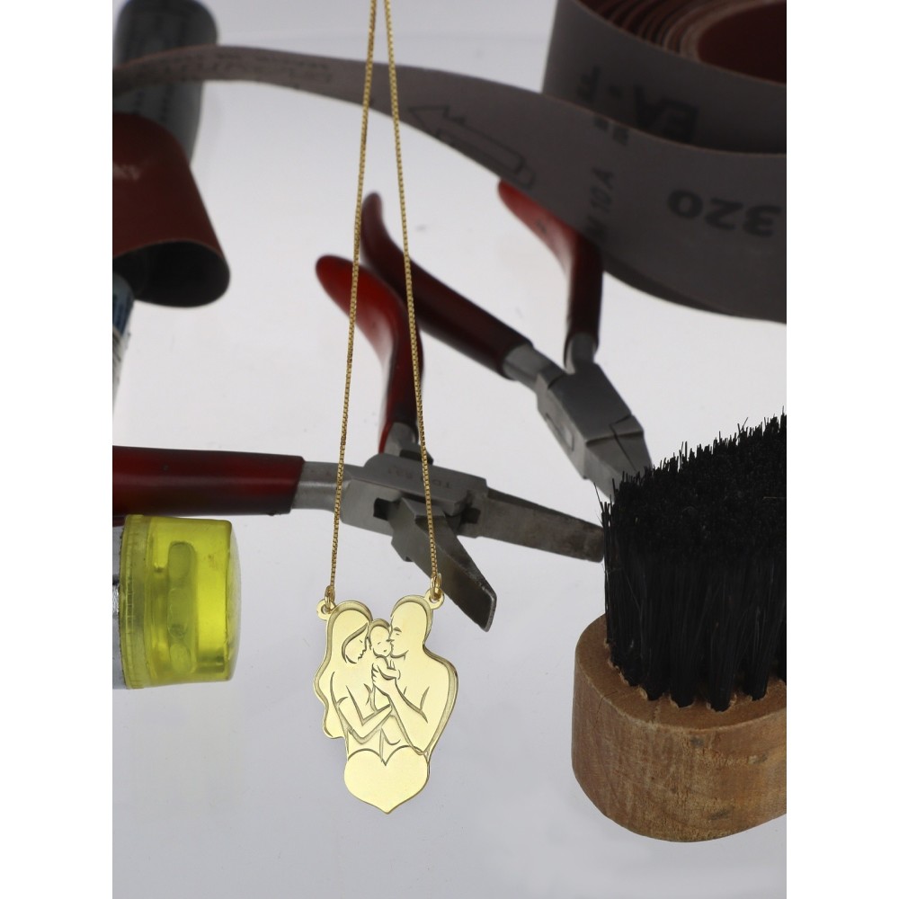 Collana Family con cuore personalizzabile in argento 925% placcato oro