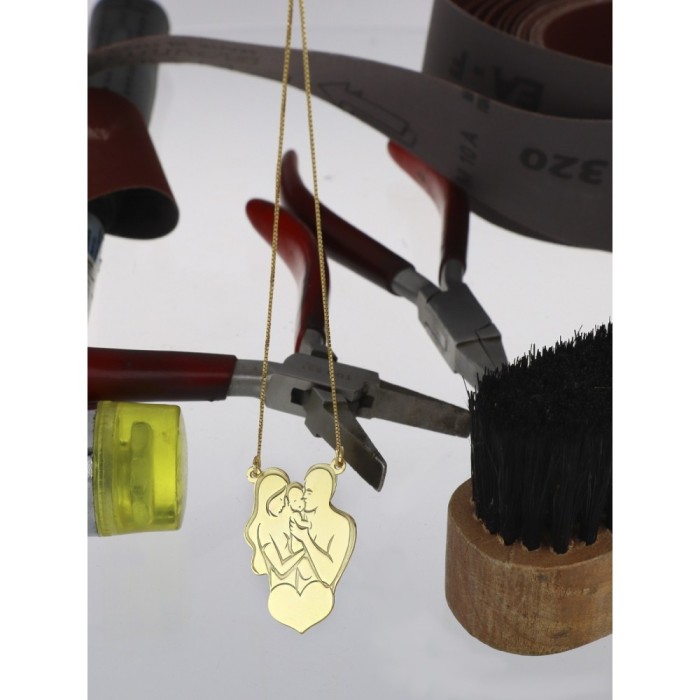 Collana Family con cuore personalizzabile in argento 925% placcato oro