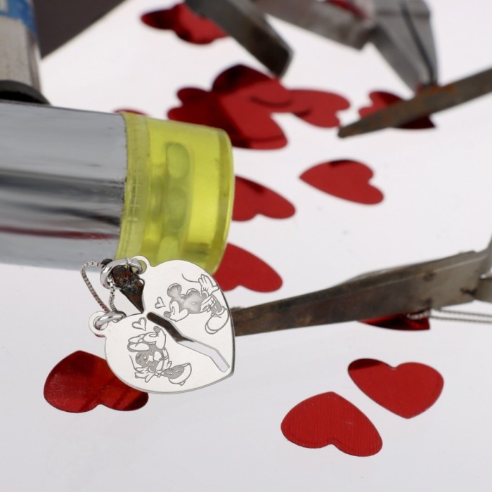 Collana cuori spezzati amore in argento 925%