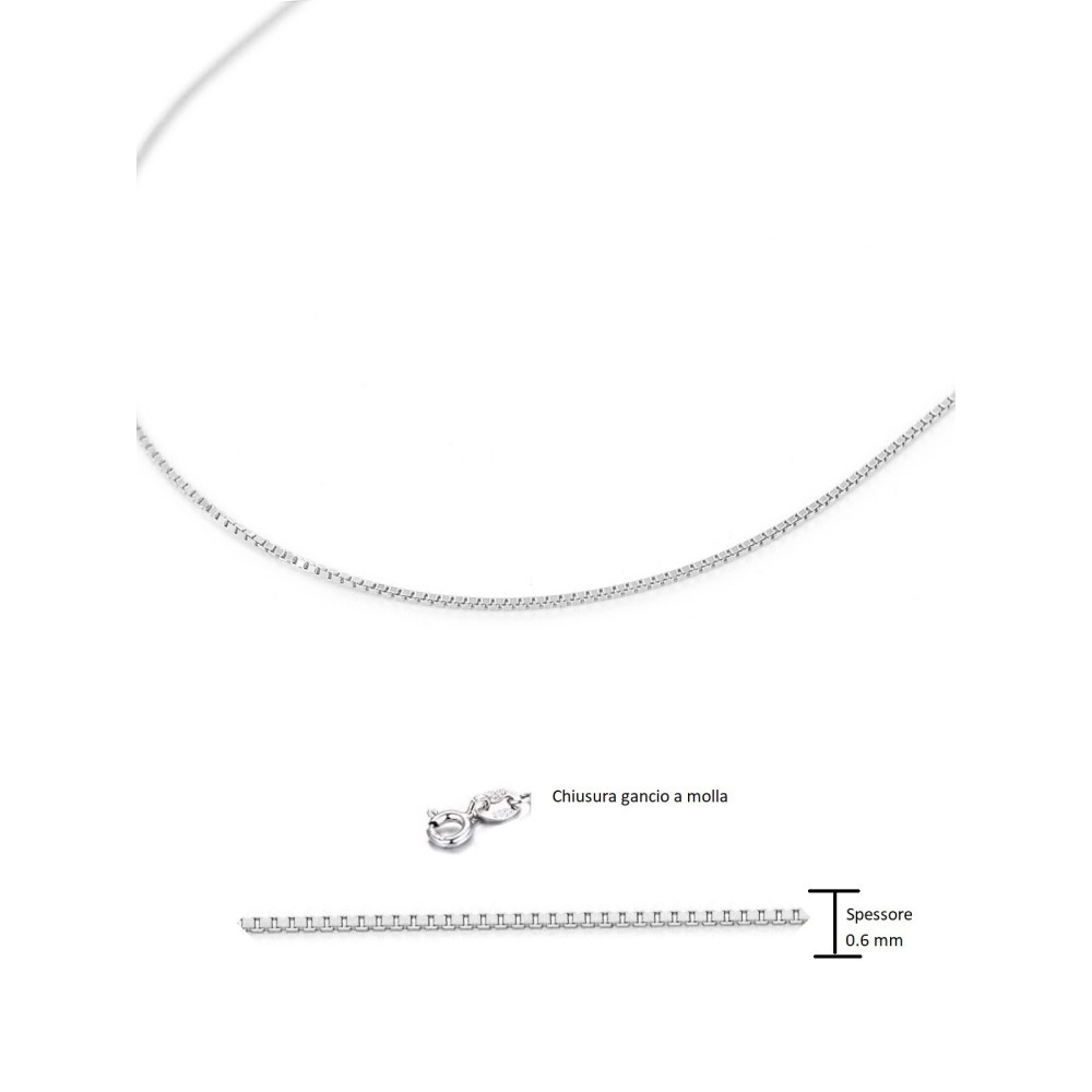 Collana in Argento 925 Rodiato a Maglia Veneziana Sottile