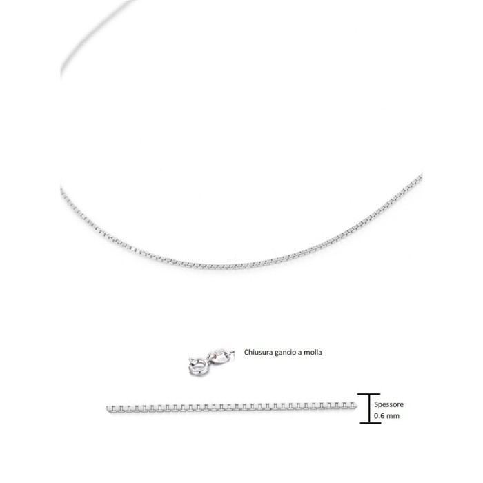 Collana in Argento 925 Rodiato a Maglia Veneziana Sottile