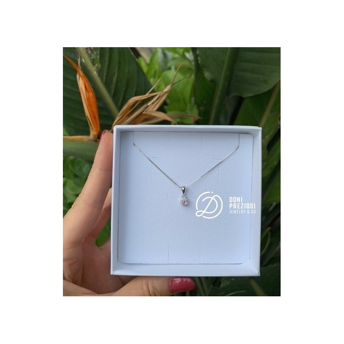 Collana Mini Kate in argento 925% placcato oro bianco tonda