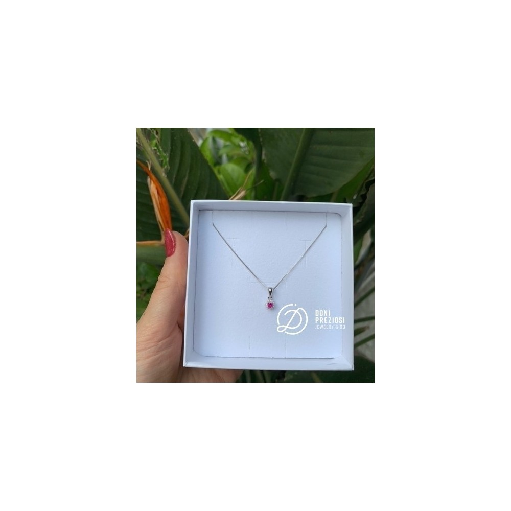 Collana Mini Kate in argento 925% placcato oro bianco tonda