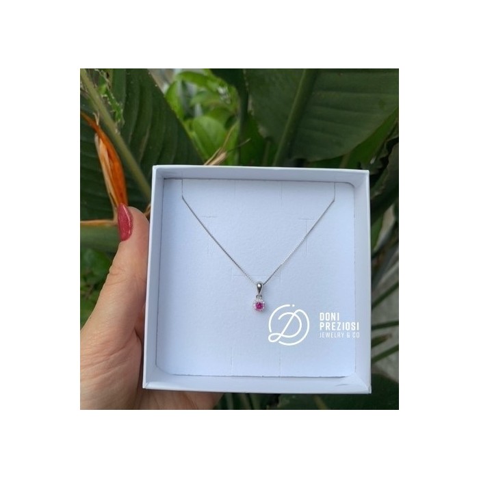 Collana Mini Kate in argento 925% placcato oro bianco tonda