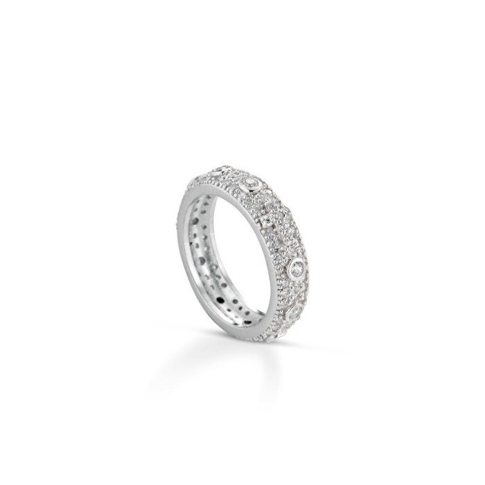 Anello rosario con zirconi colorati base zirconata argento bianco
