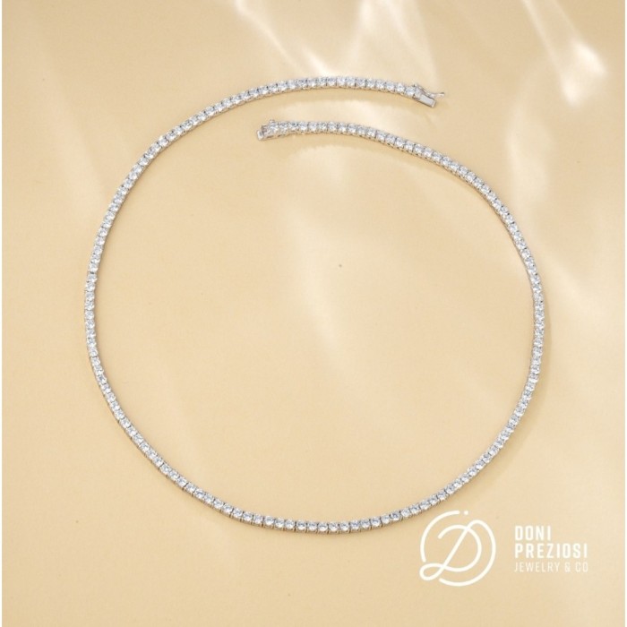 Collana tennis in argento 925% big con pietre da 3 mm