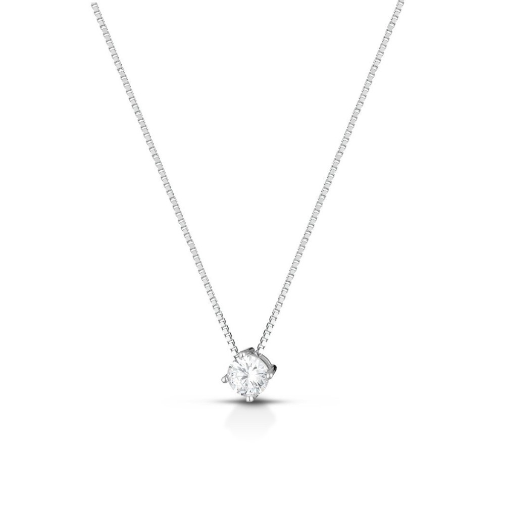 Collana punto luce in argento 925% donna con zircone taglio brillante