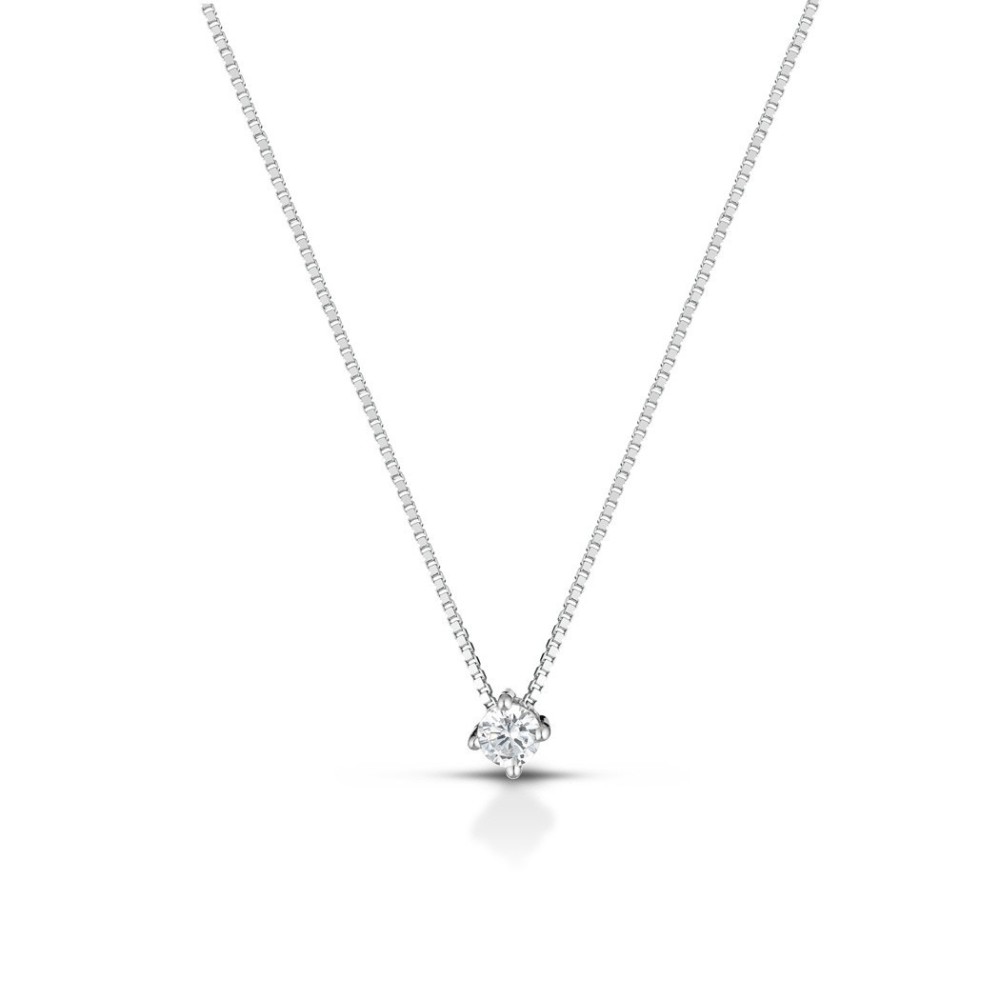 Collana punto luce in argento 925% donna con zircone taglio brillante