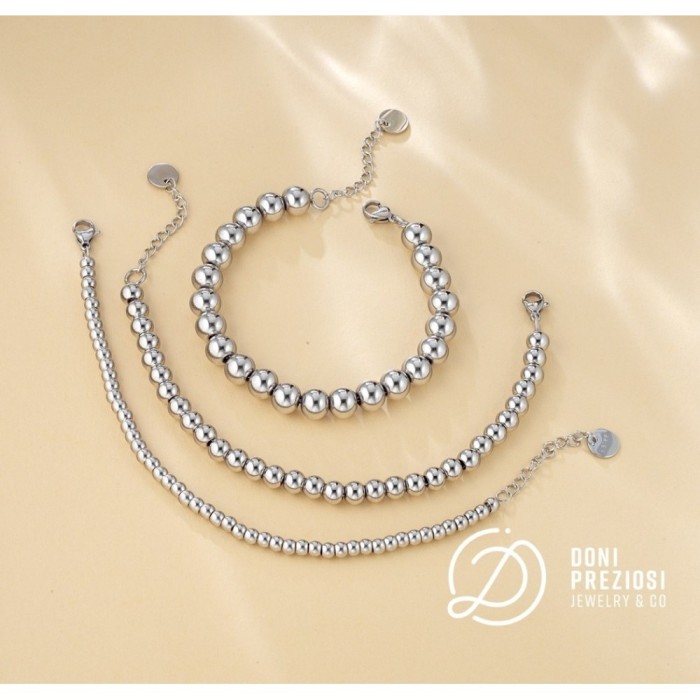 Bracciale sfere lisce in acciaio resisente donna/uomo unisex