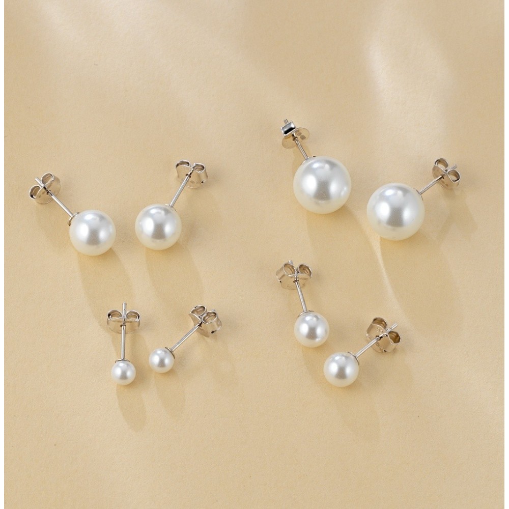 Coppia orecchini perle bianche in argento 925%