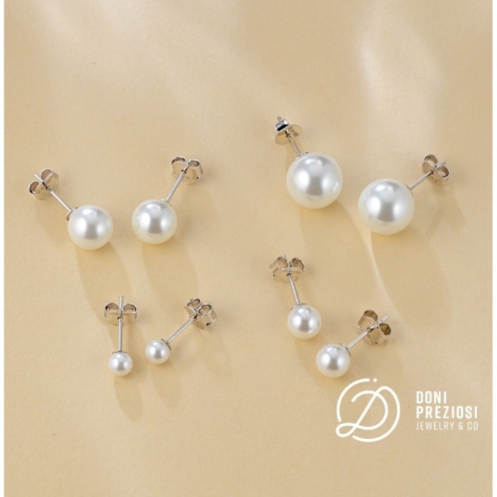 Coppia orecchini perle bianche in argento 925%