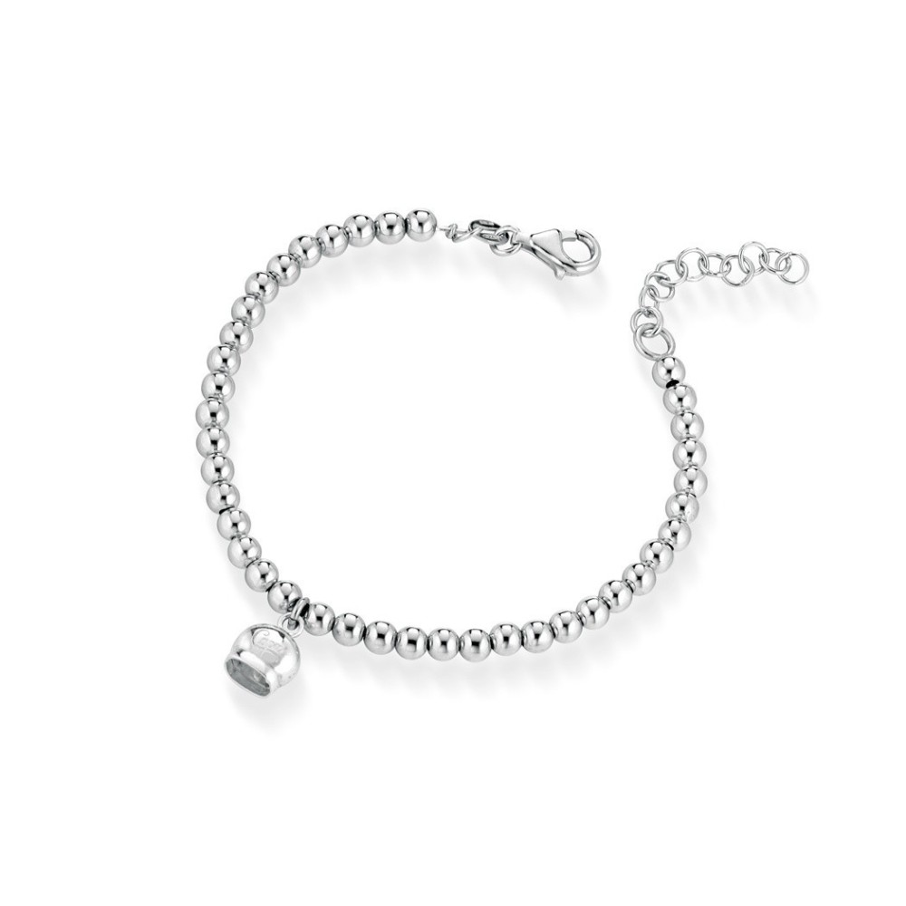 Bracciale con campanella capri e sfere lisce in argento 925%