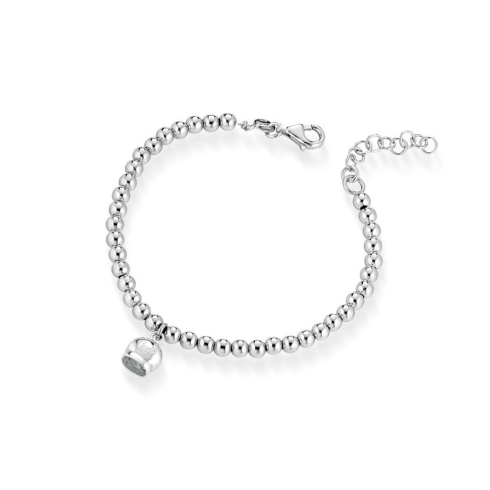 Bracciale con campanella capri e sfere lisce in argento 925%