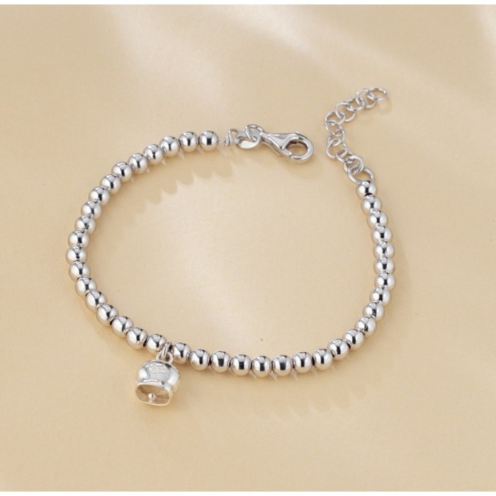 Bracciale con campanella capri e sfere lisce in argento 925%