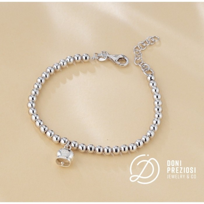 Bracciale con campanella capri e sfere lisce in argento 925%