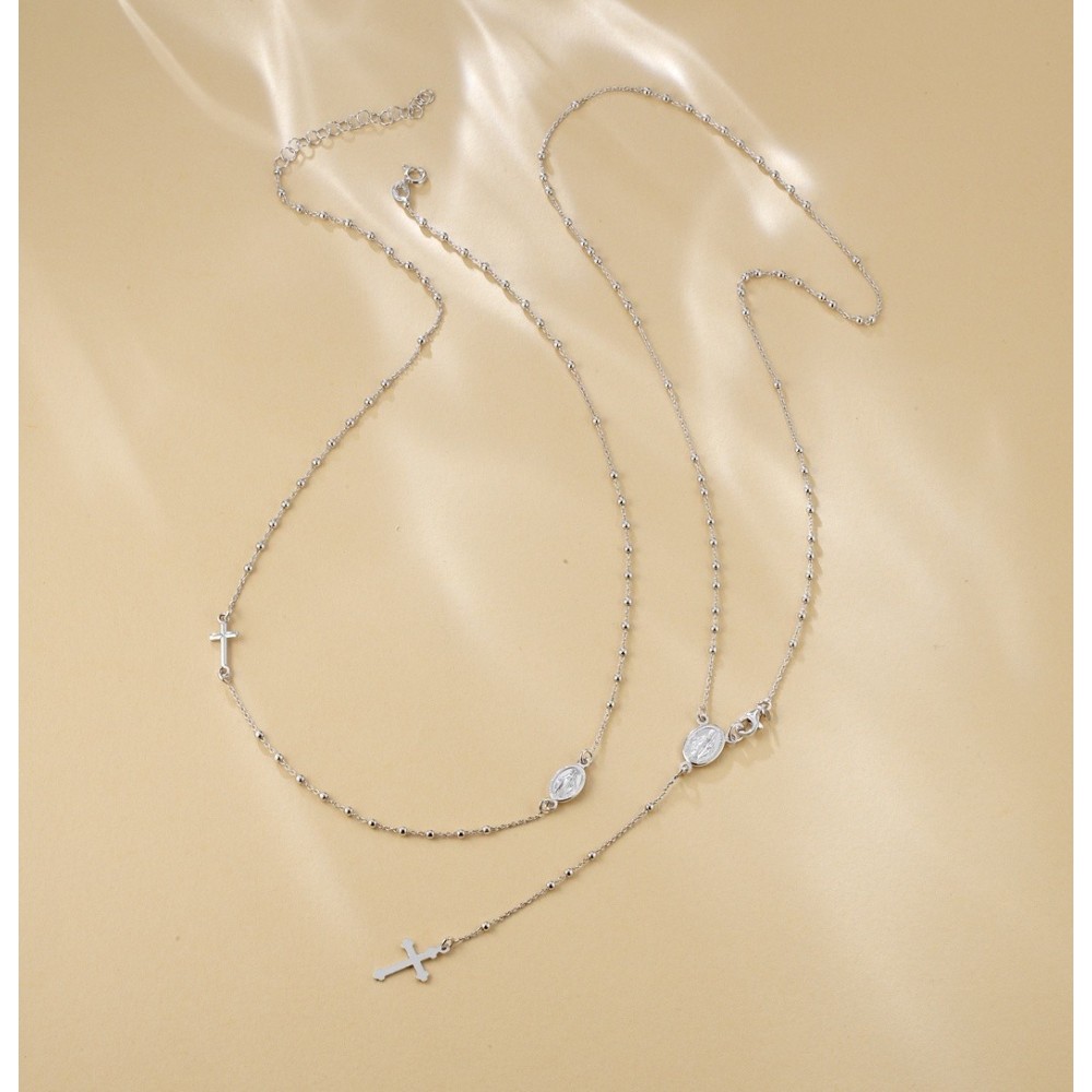 Collana rosario uomo donna in argento 925% classica o a giro
