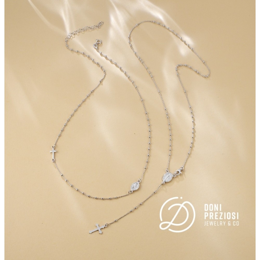 Collana rosario uomo donna in argento 925% classica o a giro