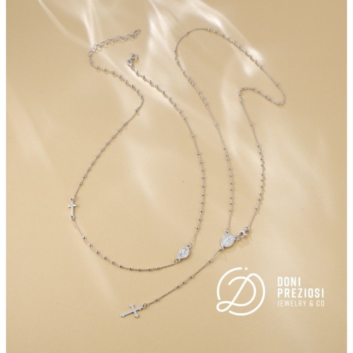 Collana rosario uomo donna in argento 925% classica o a giro