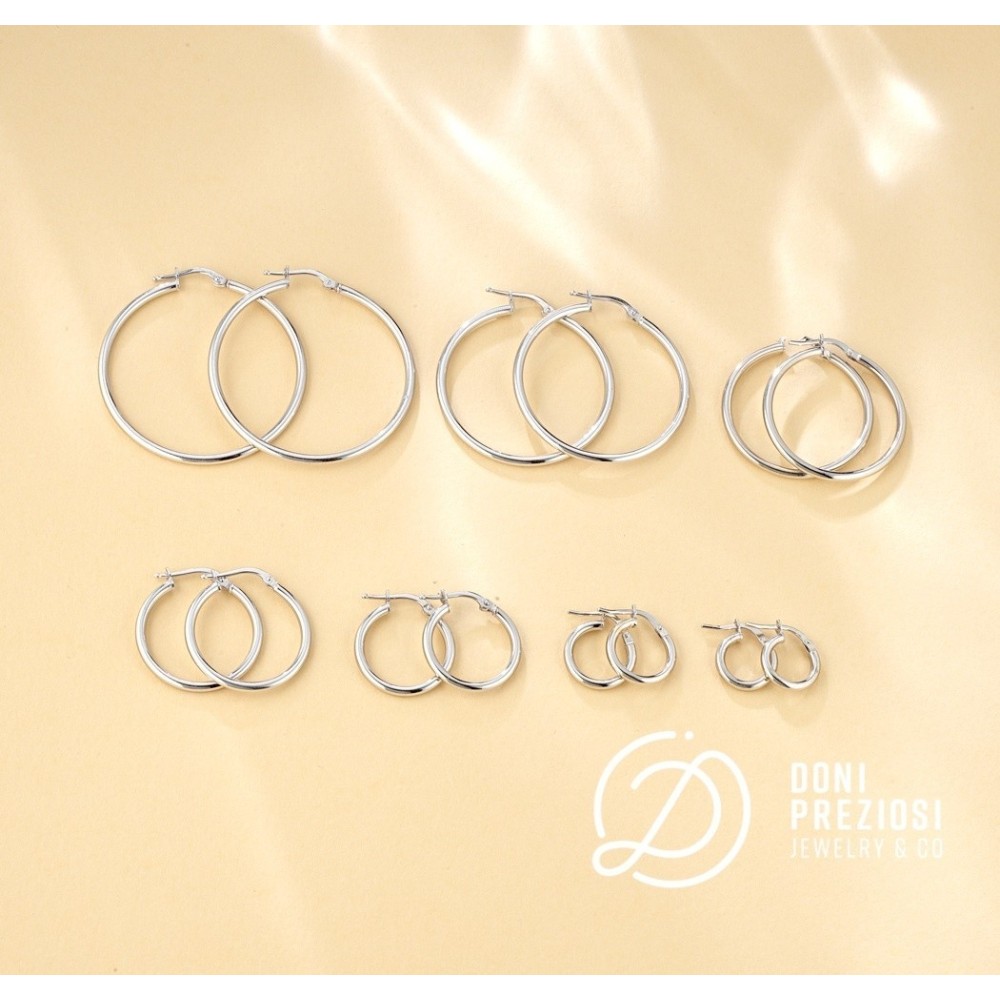 Coppia orecchini cerchio in argento 925% sottili uomo donna unisex