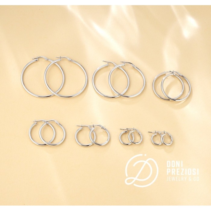 Coppia orecchini cerchio in argento 925% sottili uomo donna unisex