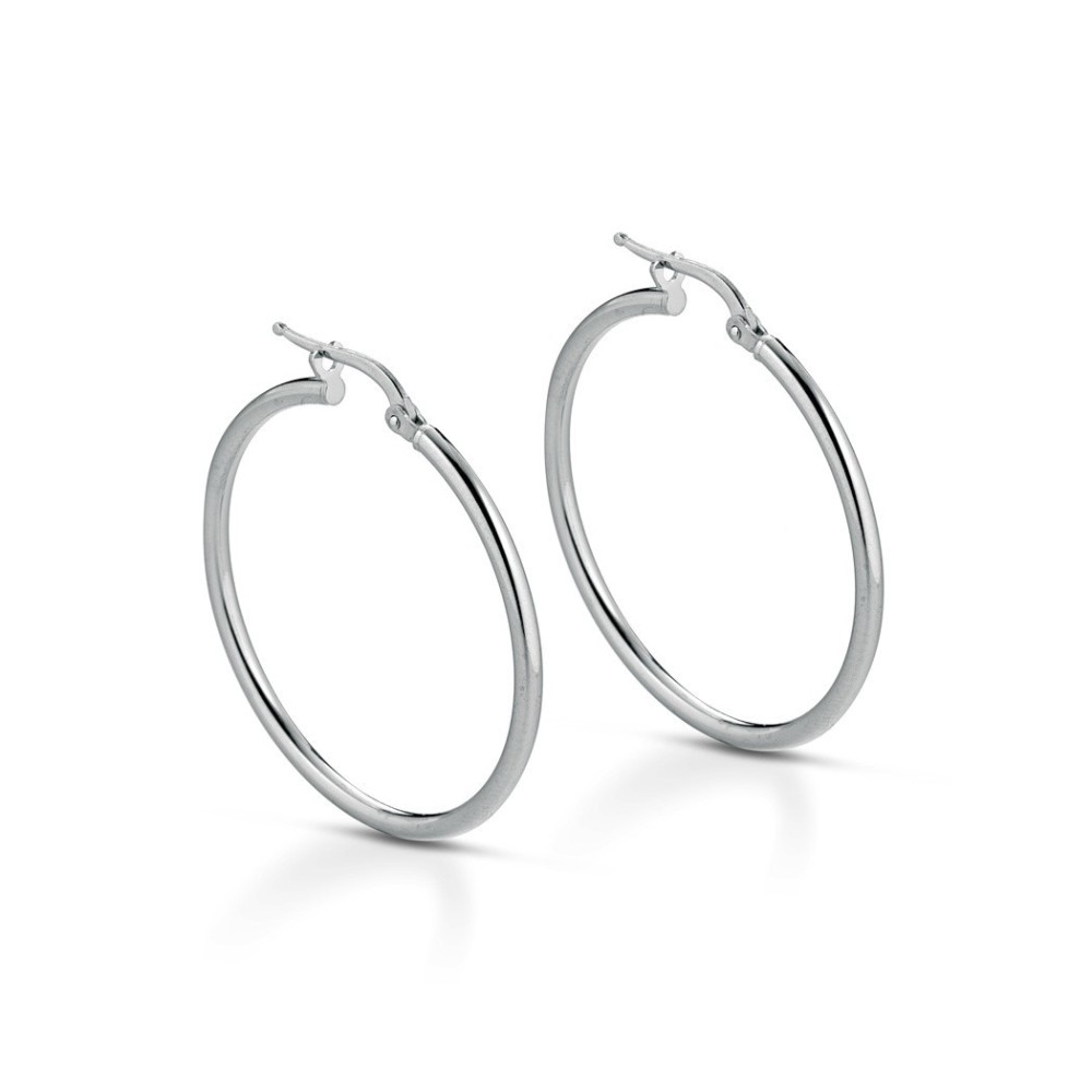 Coppia orecchini cerchio in argento 925% sottili uomo donna unisex