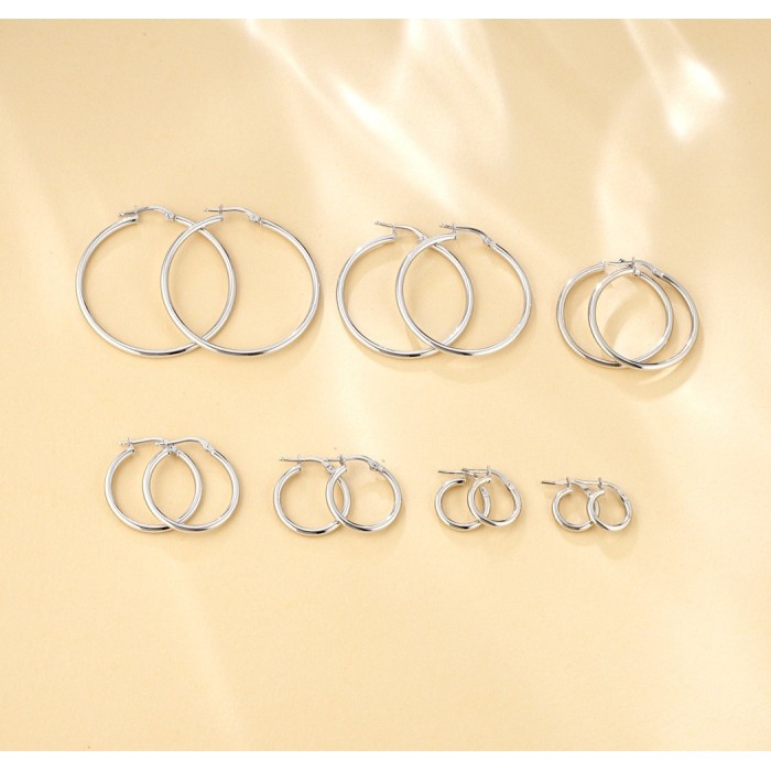 Coppia orecchini cerchio in argento 925% sottili uomo donna unisex