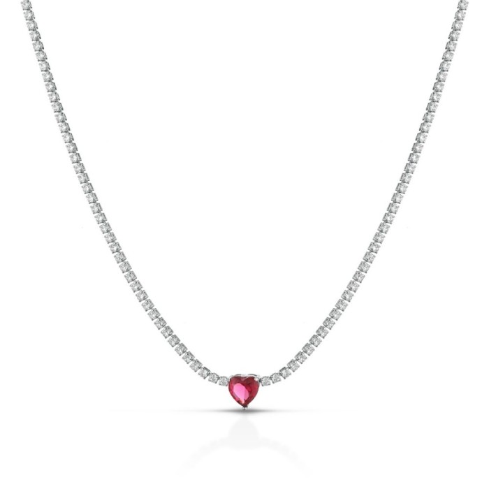 Collana tennis con cuore centrale pavè Luisella