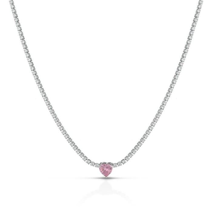 Collana tennis con cuore centrale pavè Luisella