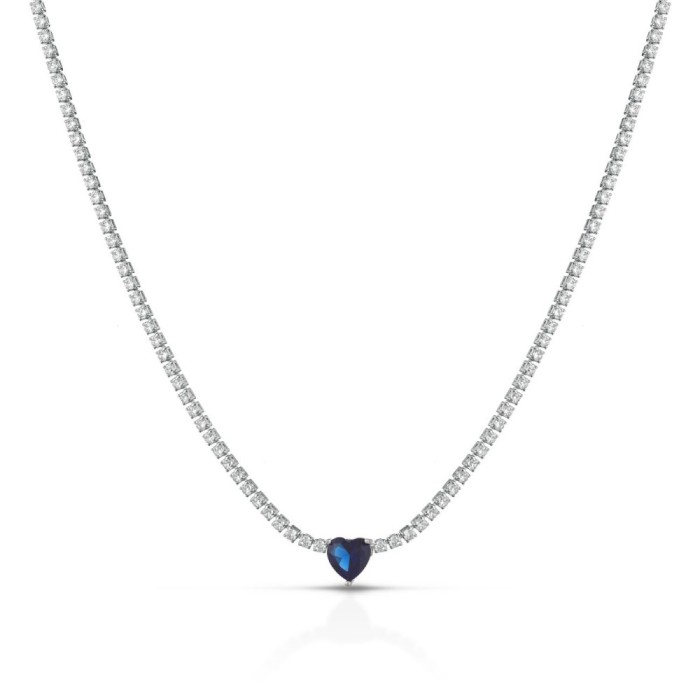 Collana tennis con cuore centrale pavè Luisella