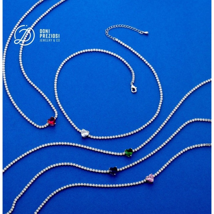 Collana tennis con cuore centrale pavè Luisella