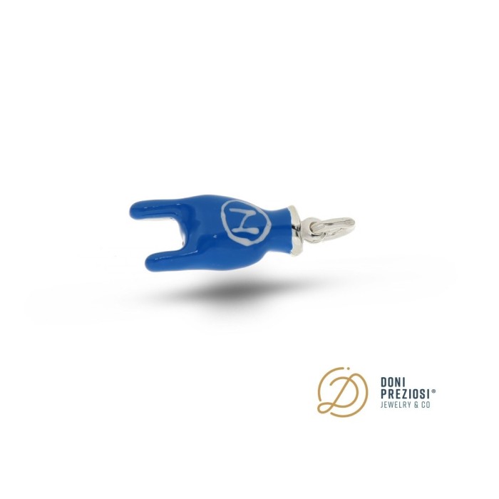 CIONDOLO CORNA PORTAFORTUNA NAPOLI IN ARGENTO 925% DISEGNATO A MANO SCARAMANTICO